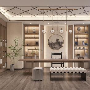 新中式会客厅3D模型下载